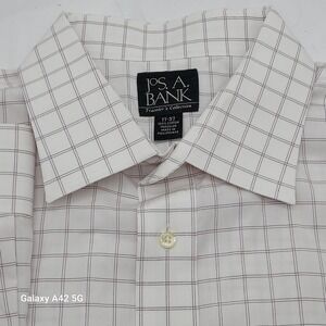 JOS A BANK Traveler's Collection Men's Dress Shirt 17-37 100% Cotton Checkered